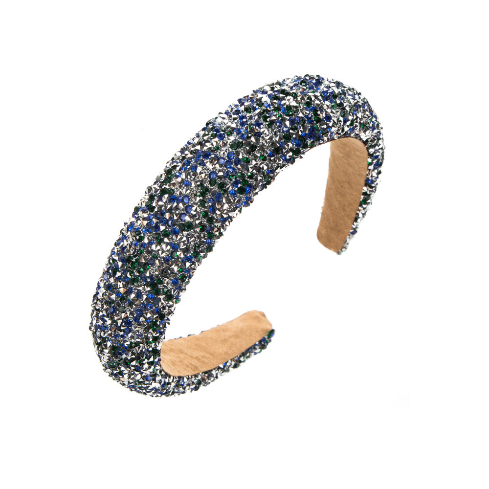 Wholesale New fashion hair pressure non-slip pure handmade sponge wide edge inlaid small rhinestone increased cranial top hair accessories women's headband